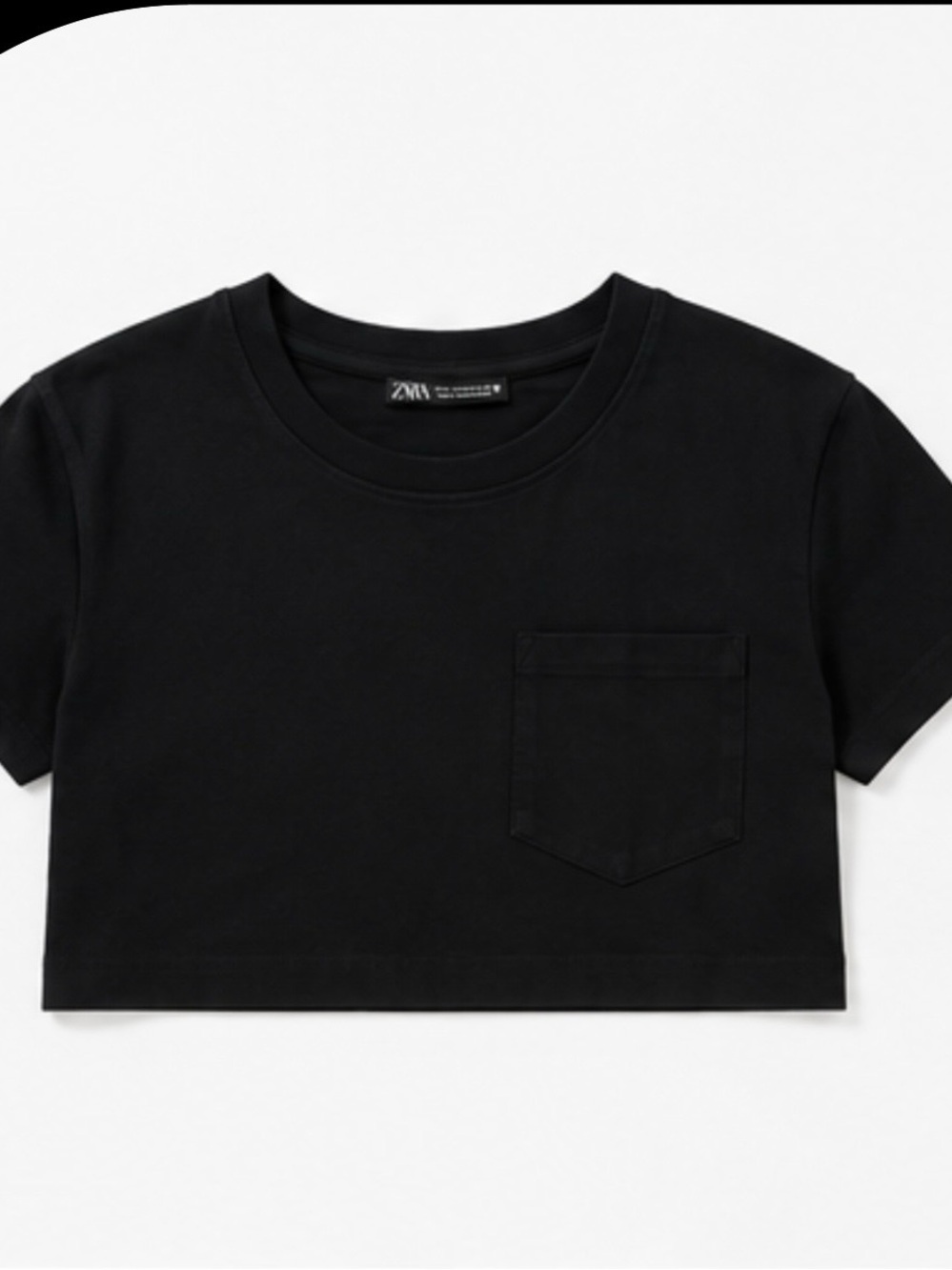 Zara Women’s Black Pocket Cropped T‑Shirt